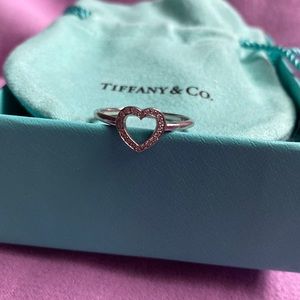 Authentic Tiffany and Co Platinum Diamond Heart Ring. Size 9